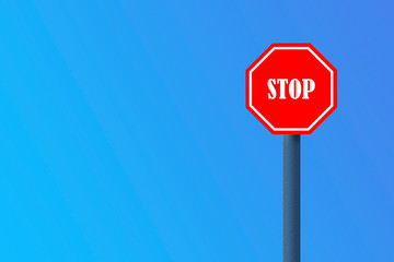 Road signal STOP - isolated on blue