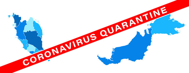 Obraz premium Coronavirus Quarantine Malaysia map. 2019-nCoV. Map of the World Pandemic. Vector