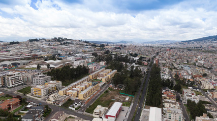 Fototapeta na wymiar Quito - Ecuador 20-03-2020: northern part of Quito aerial view of Quito during the coronavirus quarantine