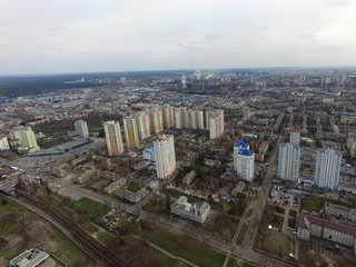 Obraz premium Panoramic view of Kiev at spring (drone image). Kiev, Ukraine