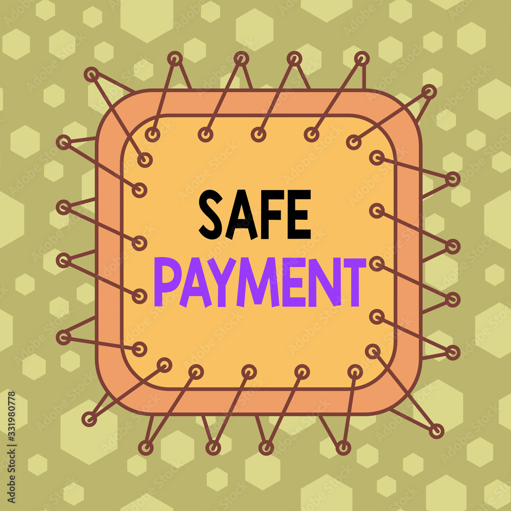 Leinwandbilder writing note showing safe payment. business concept for webpage where credit card numbers are entere
