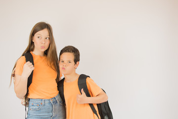 Boy and girls ready for school