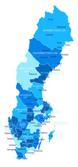 Sweden map. Cities, regions. Vector