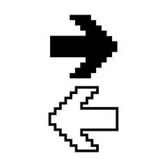 Arrow pixel icon vector illustration isolated on white.