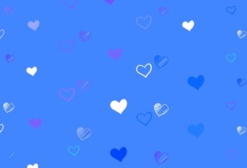 Light Pink, Blue vector backdrop with sweet hearts.
