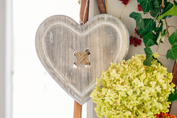 Wooden heart decoration wedding celebration
