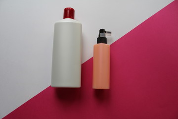 pink and white bottles