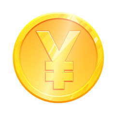 JPY Golden Yen coin symbol on white background. Finance investment concept. Exchange Japan currency Money banking illustration. Business income earnings. Financial sign stock vector