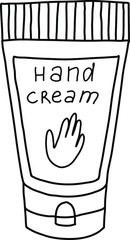 Organic hand cream isolated on white background.  Doodle style sketch.  Organic cosmetics icon