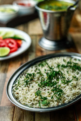 Jeera Rice with coriander garnishing 