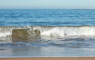 Vagues déferlantes en bord de plage