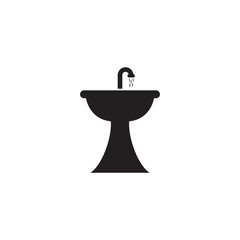 Sink, faucet and running water, vector illustration