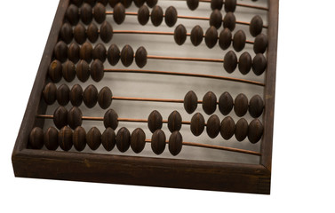 Old wooden scores. close-up abacus . Abacus on light and brown background. Concept of savings, counting. Accounting and Budget Concept