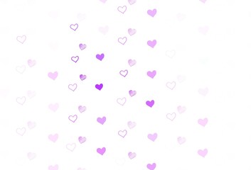 Light Purple vector background with hearts.