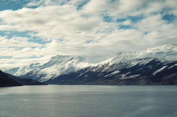 Fototapeta premium View over Sorfjorden in Norway