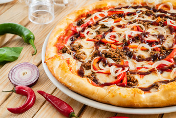 tasty pizza with fresh ingredients