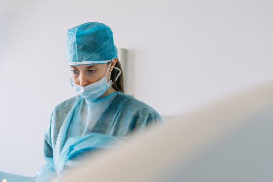 Female Doctor With Mask Protecting Contagious Diseases Virus