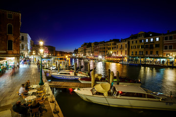 Venice, Italy - 10 Oct, 2019: City landscape. View from Realto Bridge