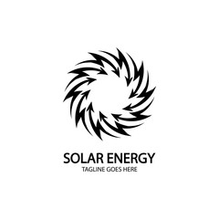 Solar energy panel and sun icon isolated on white background