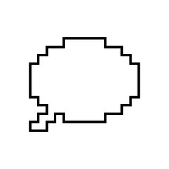 Pixel speech bubble outline vector icon isolated on white