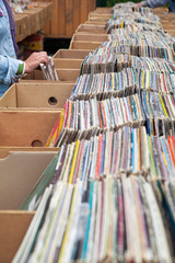 Fototapeta na wymiar Vinyl records for sale