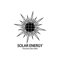 Obraz premium Solar energy panel and sun icon isolated on white background