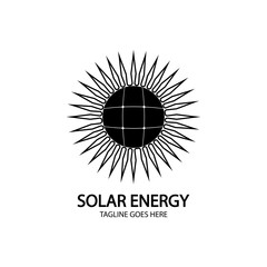 Solar energy panel and sun icon isolated on white background