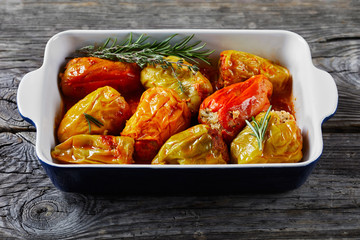 Instant pot peppers stuffed with rice and meat