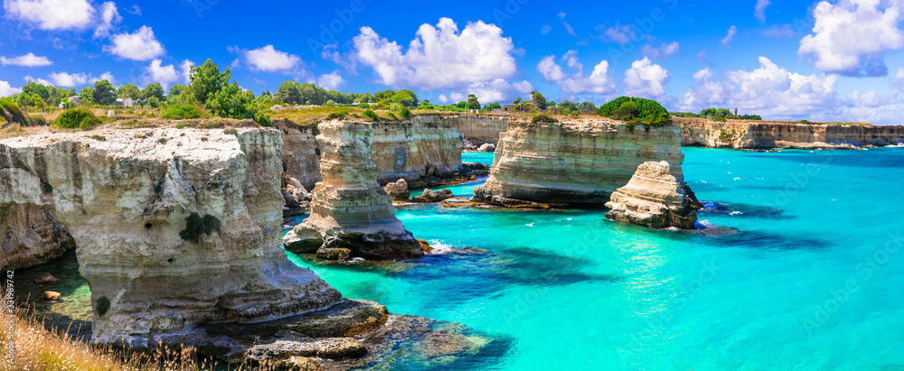 Wall mural wonderful sea scenery in puglia. 