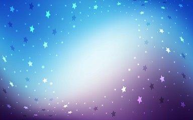 Light Pink, Blue vector cover with small and big stars. Glitter abstract illustration with colored stars. The pattern can be used for new year ad, booklets.