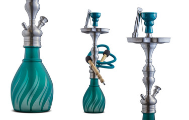 Isolated Shisha on white background. Traditional hookah or water pipe