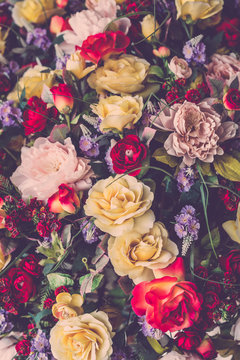 Retro roses flower decor background