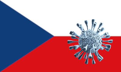 Coronavirus Covid-19 concept and Czech Republic Flag. Dangerous asian corona virus. 3D rendering. 