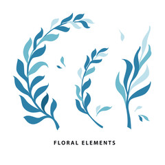 Floral elements for postcards decoration or wedding invitations. Set of branches and leaves.   © Natali