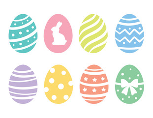 Vector illustration of pastel Easter eggs with pattern.