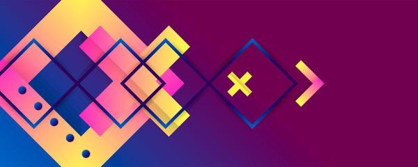 Bright juicy colors background with geometric elements, lines and dots for text, universal design, banner concept