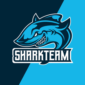Shark Mascot Esport Logo Design Vector with Modern Illustration Concept Style for Badge, Emblem and Tshirt Printing. Shark Team Logo for sport and esport team.