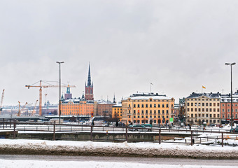 Winter Riddarholmen in Gamla Stan of Stockholm