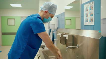 Doctor washing hands. Surgeon washing hands before operating - Powered by Adobe