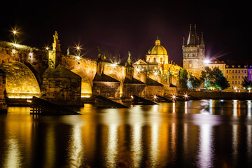 Fototapeta na wymiar Charles Bridge by night, Prague