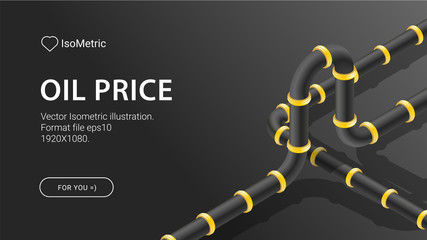 Oil price isometric illustration. Global economic crisis