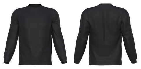 Black sweatshirt long sleeve isolated 3d rendering