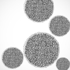Abstract round shape, circles of chaotic points, abstract halftone background