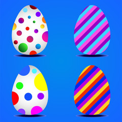 Set of colorful Easter eggs with colorful circles and lines