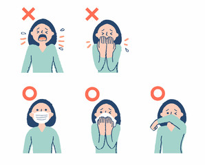 咳エチケット　良い例悪い例