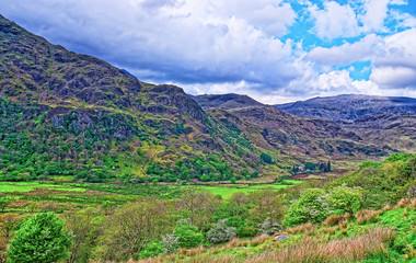 View to chain of mountains in Snowdonia National Park