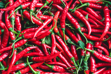 Red chilli in basket close up background