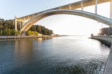 Arrabida bridge crossing Douro River in Portugal