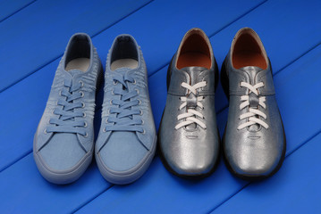 light blue footwear,  contemporary  art installation