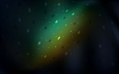 Dark Blue, Green vector template with sky stars. Glitter abstract illustration with colored stars. Smart design for your business advert.